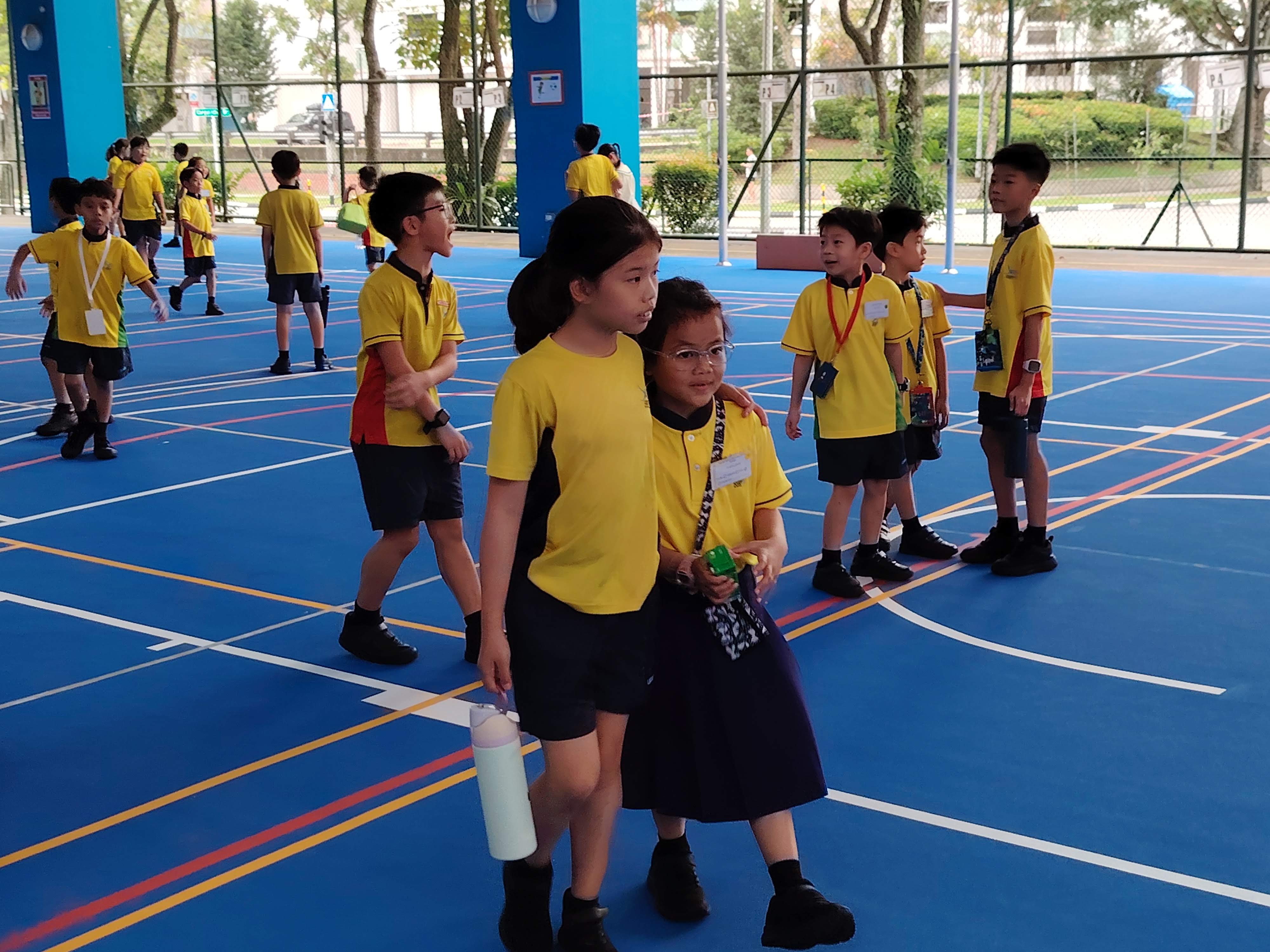 Two students looking after each other during recess